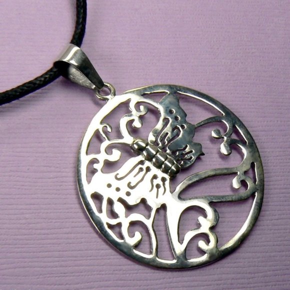 Filigree BUTTERFLY Sterling SILVER Pendant